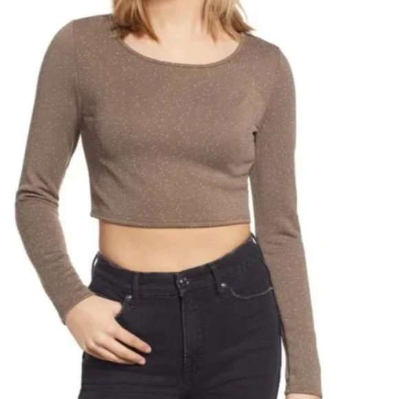 bp Tops - NWT Nordstrom Bp. Knit Crop Top Green Olive Night  Speckled Medium S